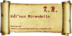 Köncs Mirandella névjegykártya
